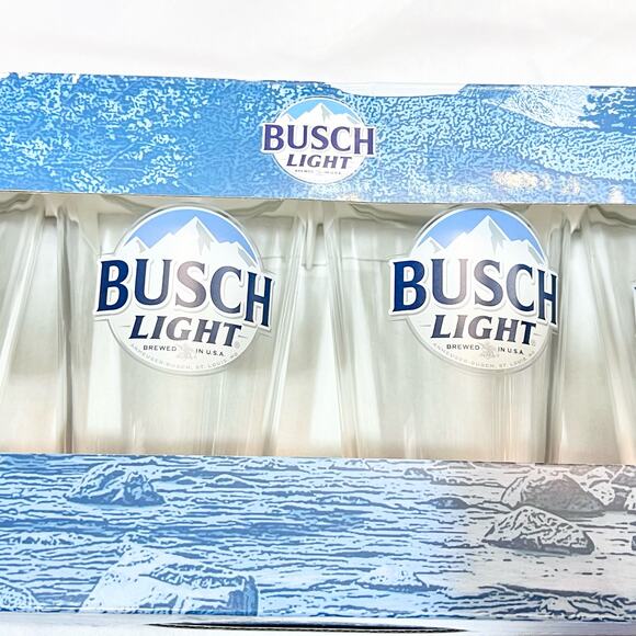 Bush Light Beer 16 oz. Pint Glass Set of Four (4) Glasses New in Gift Box Set - Picture 2 of 3
